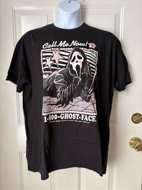 Black "Call Me Now!" Ghost-Face / Scream Graphic Tee